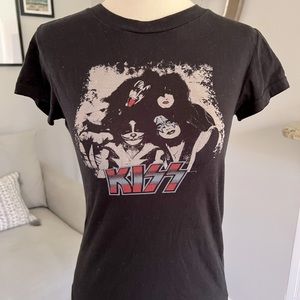 VINTAGE KISS rock back black t-shirt Size: S